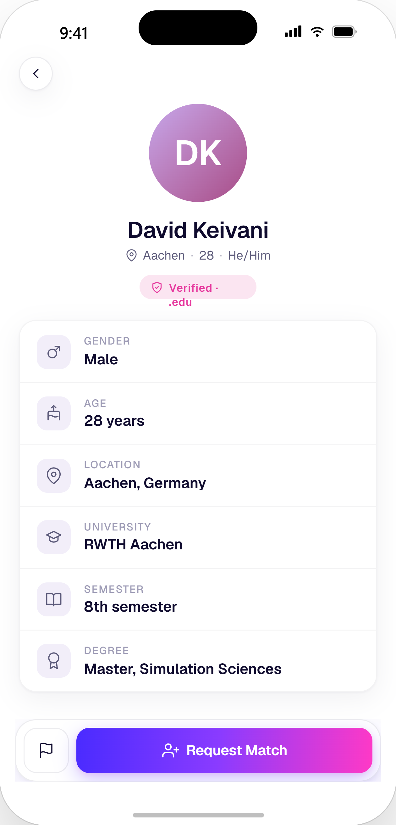MysMatch match screen